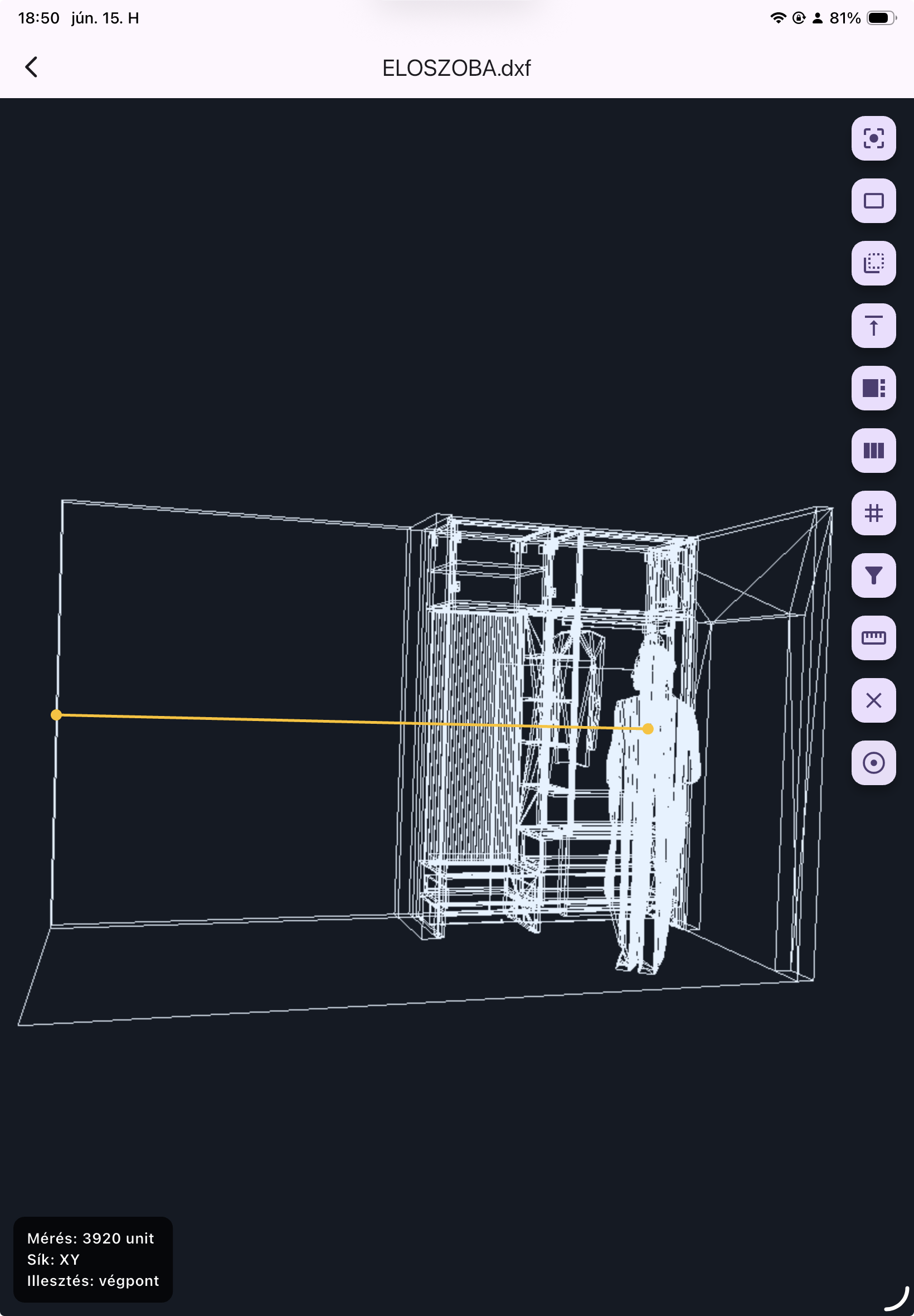 PDF és DXF szerkesztés képernyő